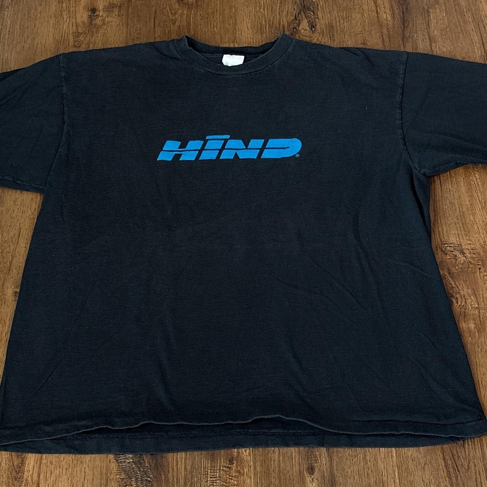Vintage 90s Single Stitch HIND‎ Logo T-Shirt Size XL Black